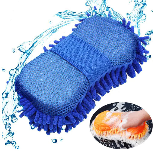 Chenille Car Wash Sponge Block and Cleaning Gloves